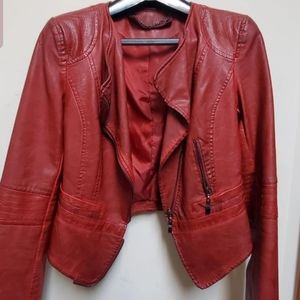 Vintage vegan leather jacket in red